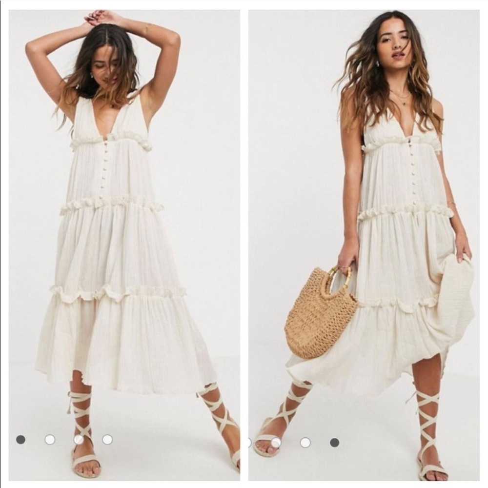 ASOS DESIGN Button Front Tiered Midi Dress 2